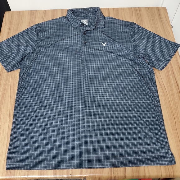 Callaway Opti Dry Golf Polo Shirt Men's Large Black Stretch Geometric Grid - Picture 1 of 5